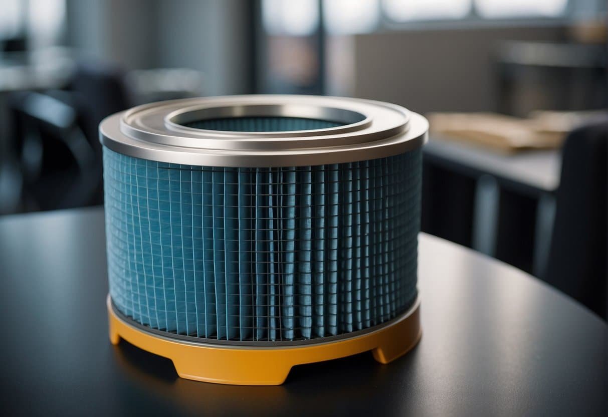 A HEPA filter efficiently captures fine particles, visibly improving air quality in a confined indoor space
