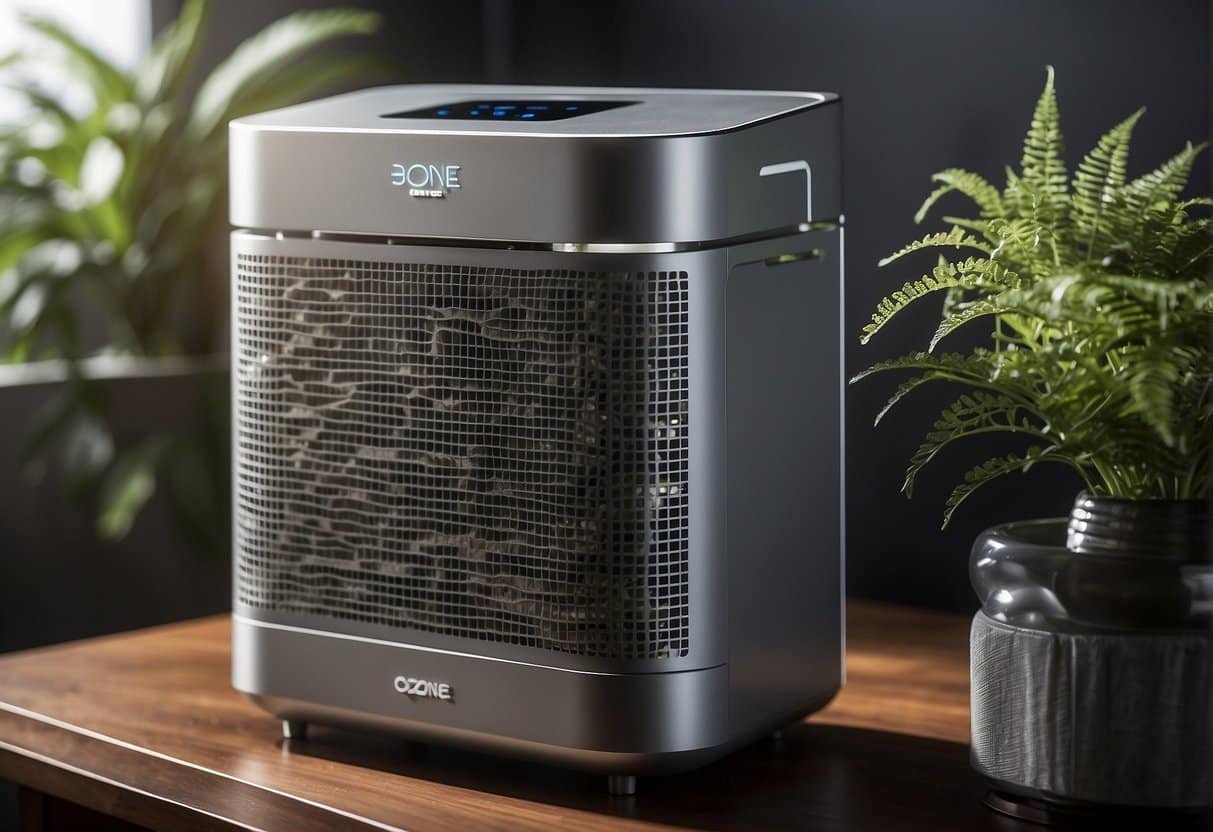 Ozone air purifier releasing ozone to neutralize odors and kill bacteria in a room
