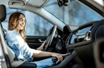 Woman driving a car